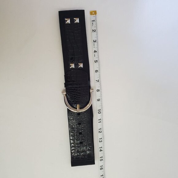 White House Black Market Women's Belt Silver Stud Elastic Size Small - Picture 8 of 8